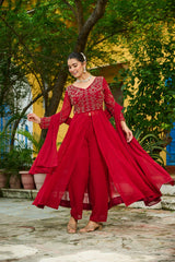 Embroidered Georgette Anarkali Palazzo Suit