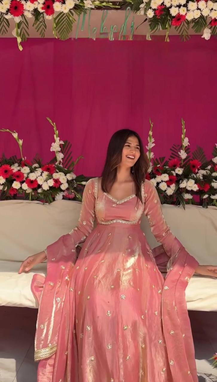 Dusty Pink sequin embroidery Gown