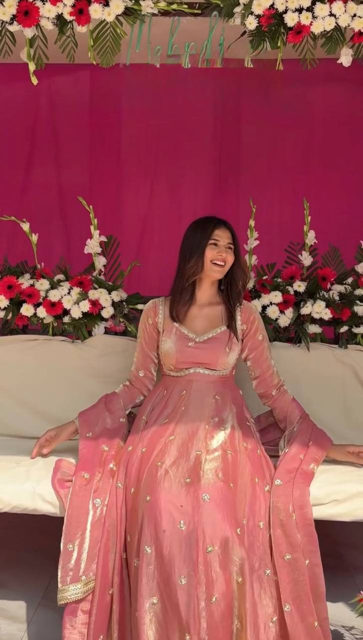 Dusty Pink sequin embroidery Gown