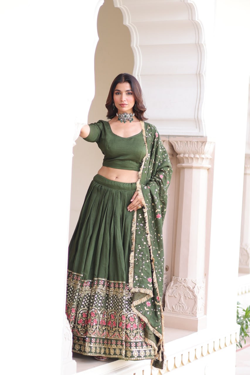 designer green lehenga choli set