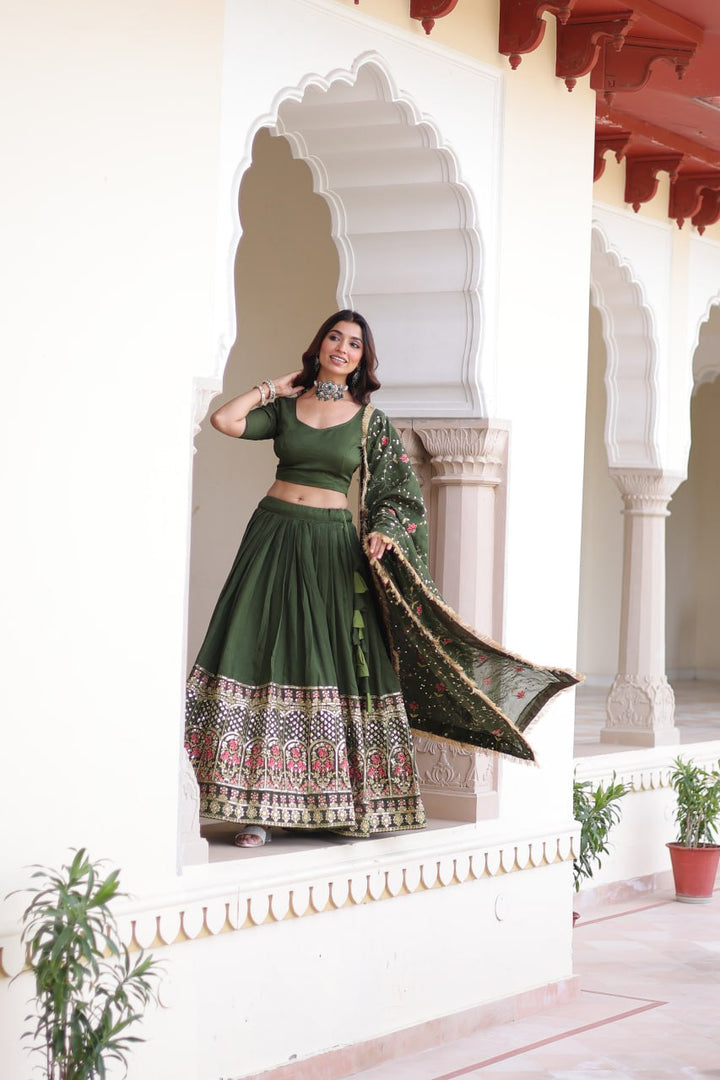 designer green lehenga choli set