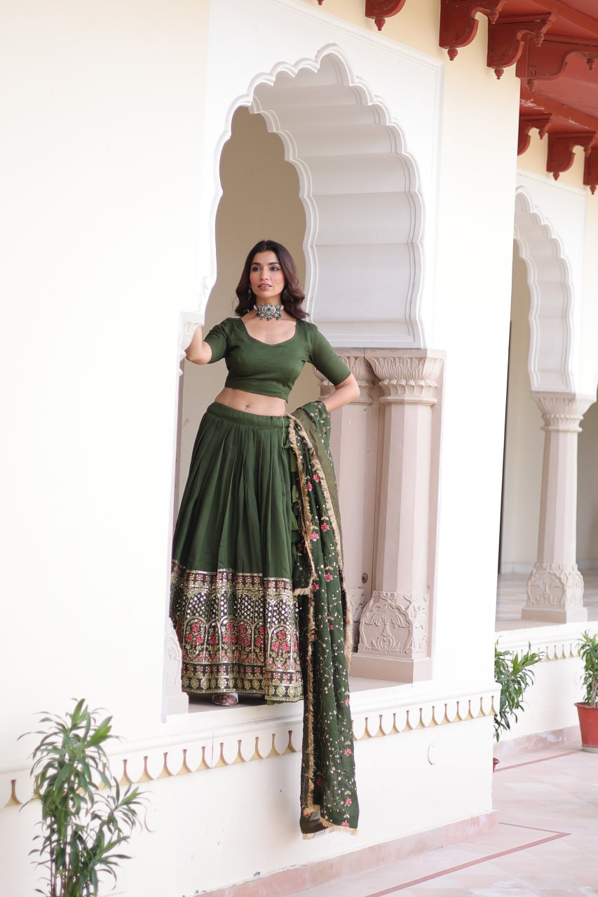 designer green lehenga choli set