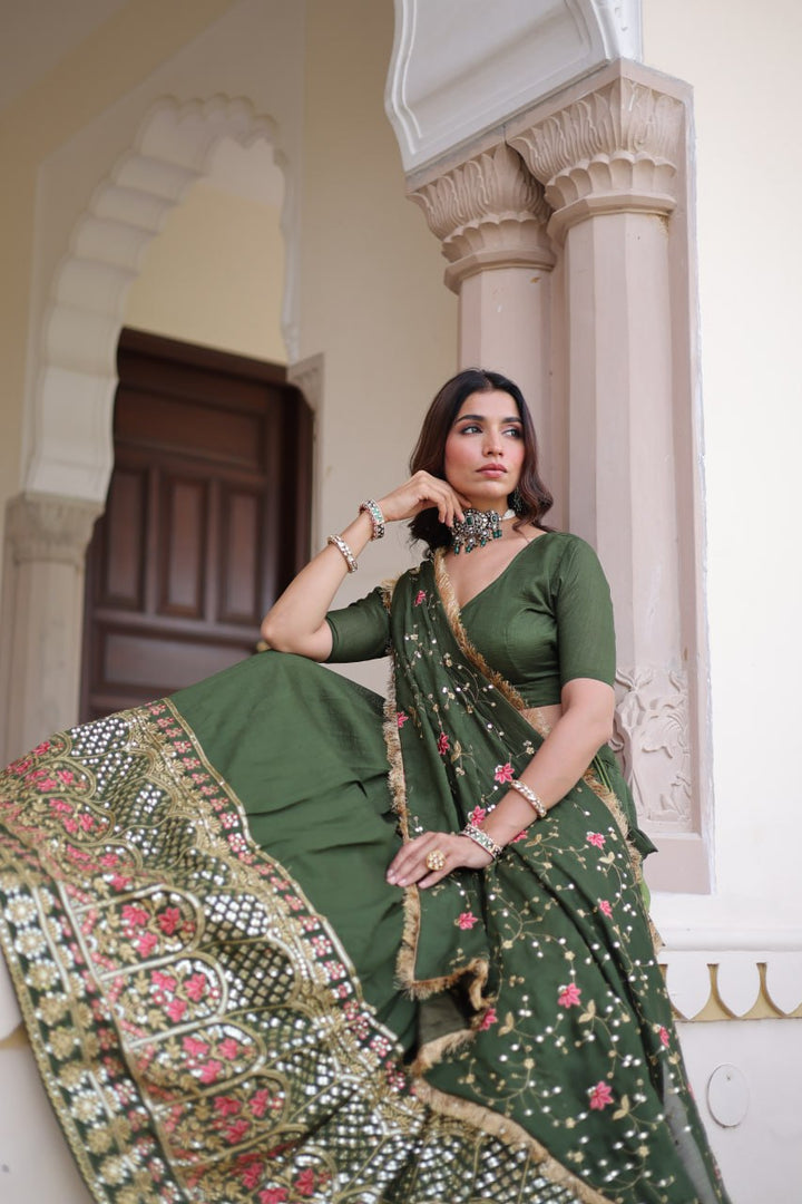 designer green lehenga choli set