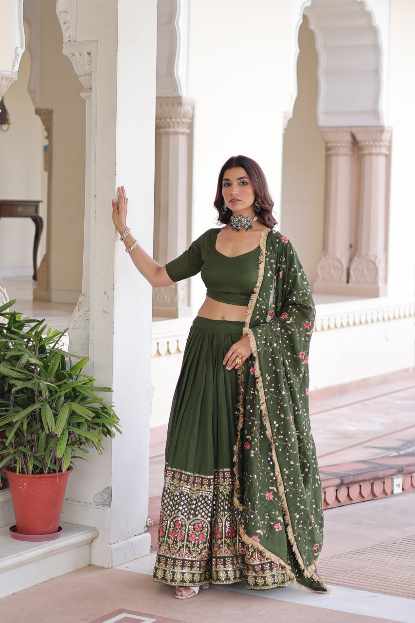 designer green lehenga choli set