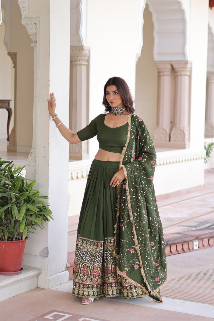 designer green lehenga choli set