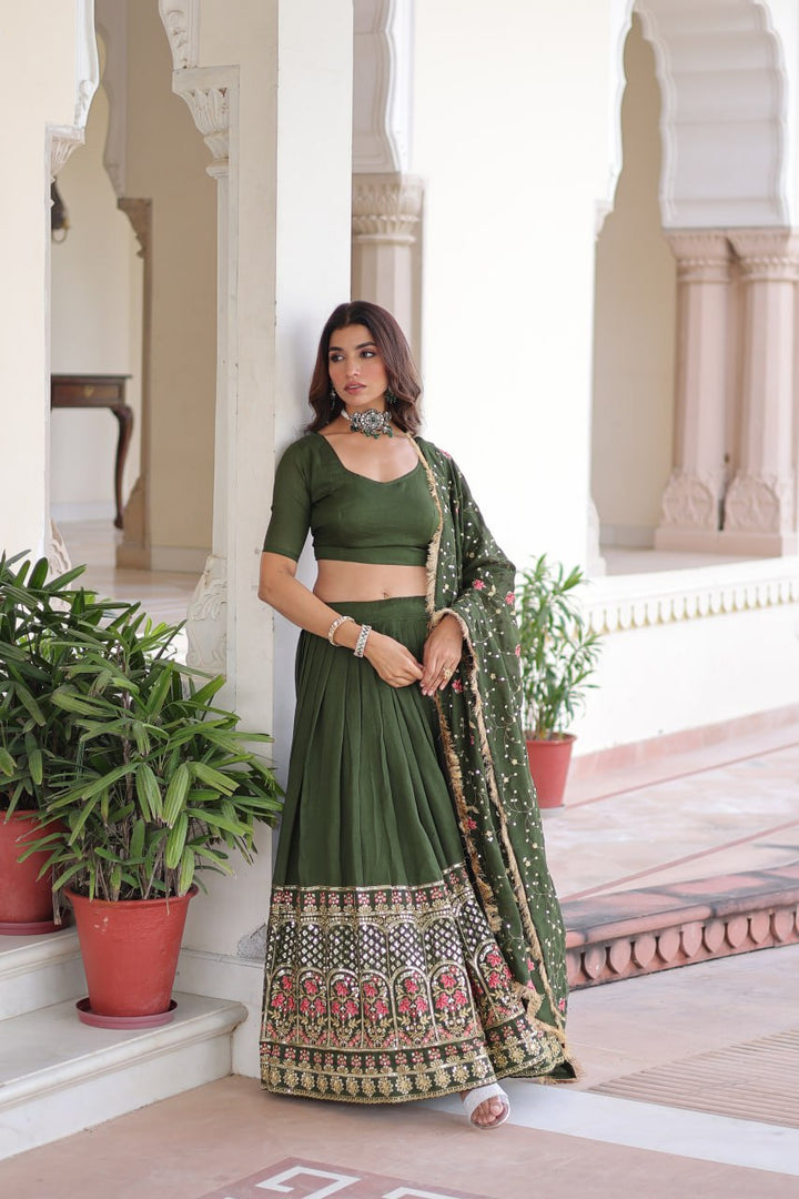 designer green lehenga choli set