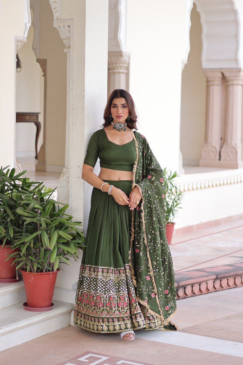designer green lehenga choli set