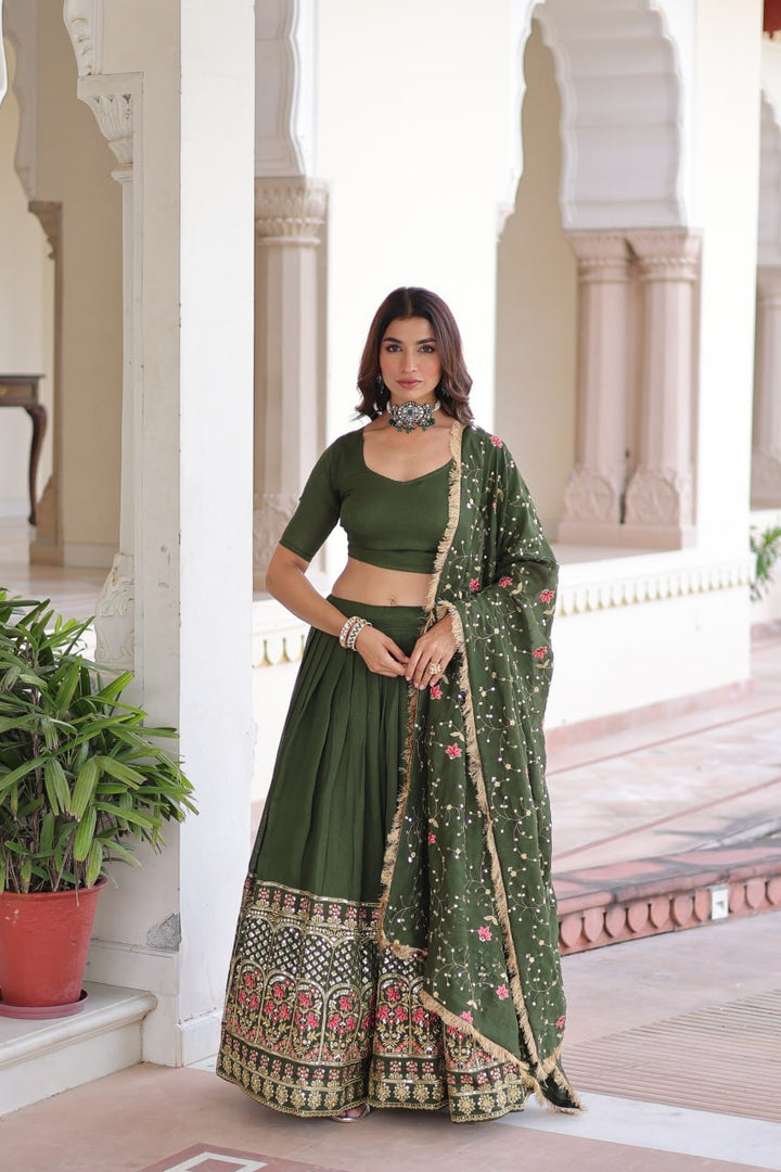 designer green lehenga choli set