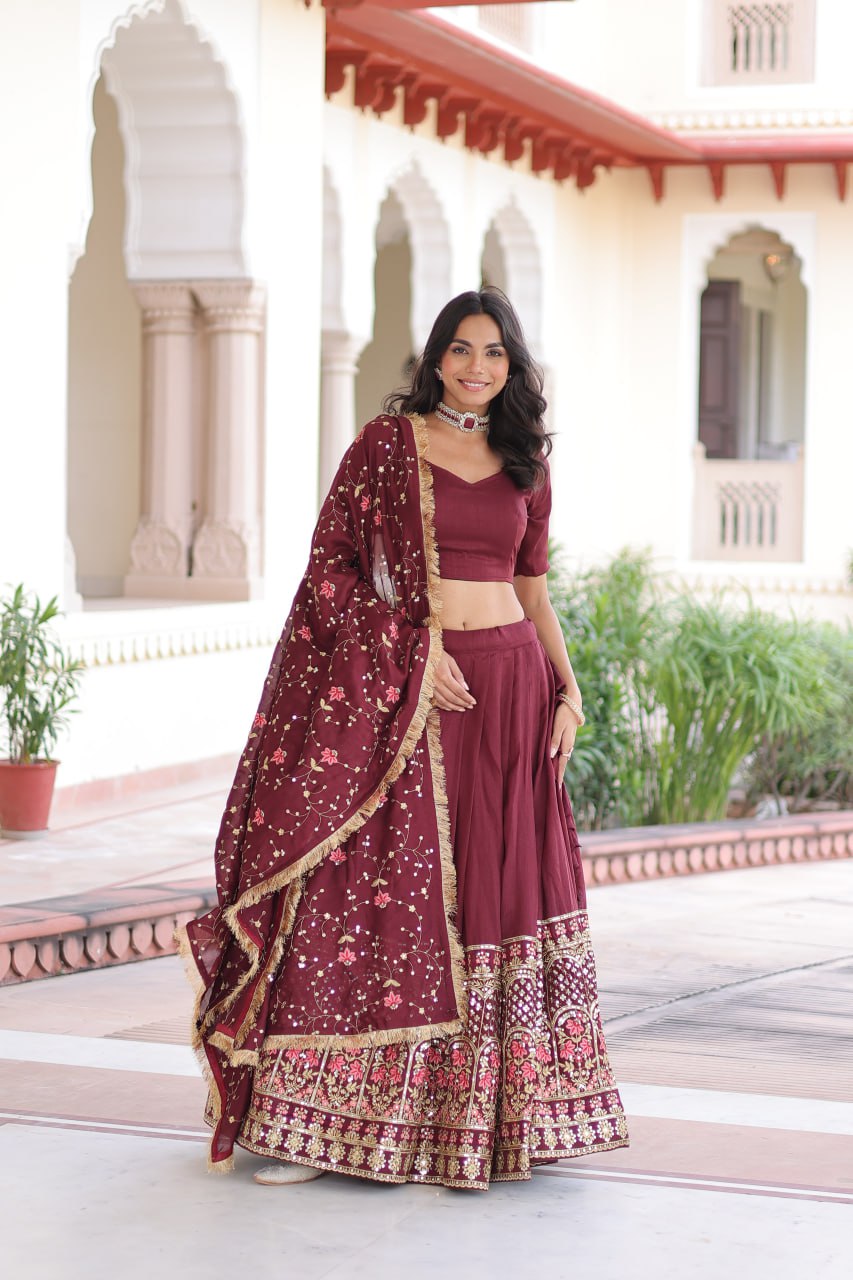 designer Maroon lehenga choli set