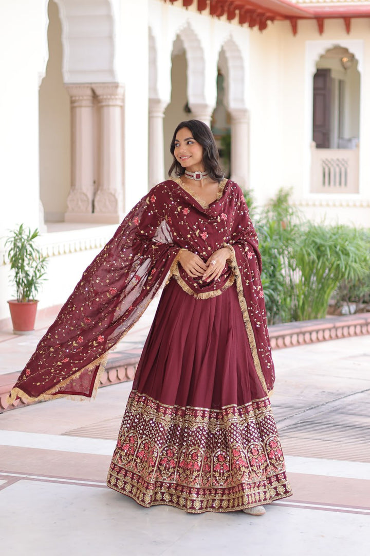 designer Maroon lehenga choli set