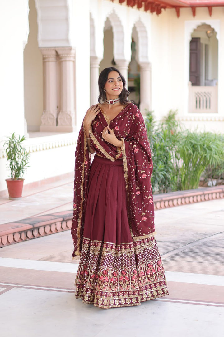 designer Maroon lehenga choli set