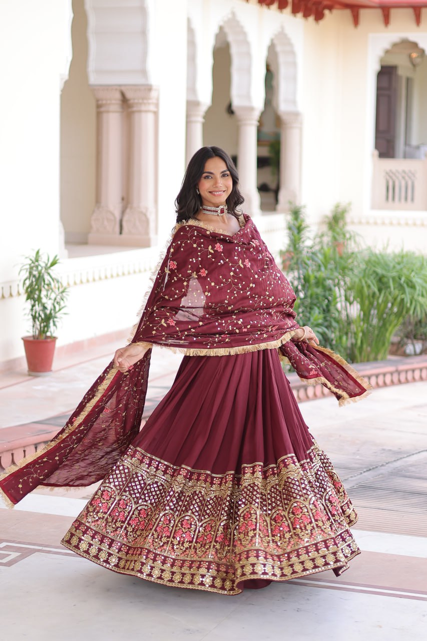 designer Maroon lehenga choli set