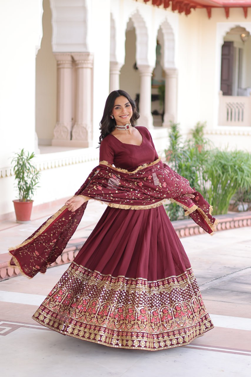 designer Maroon lehenga choli set