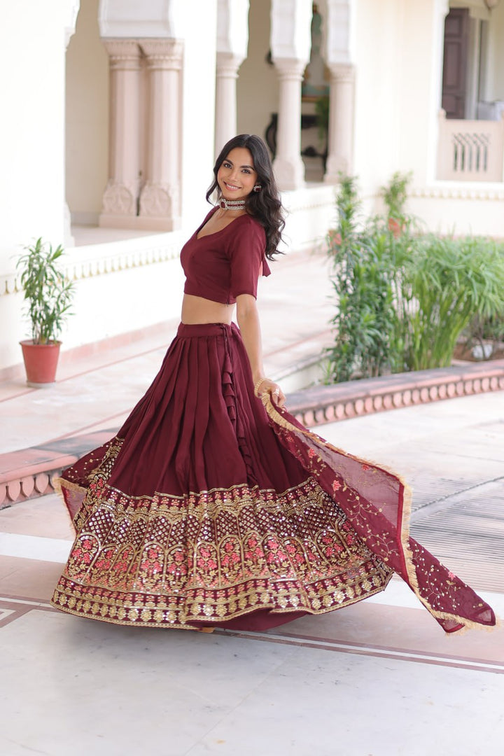 designer Maroon lehenga choli set