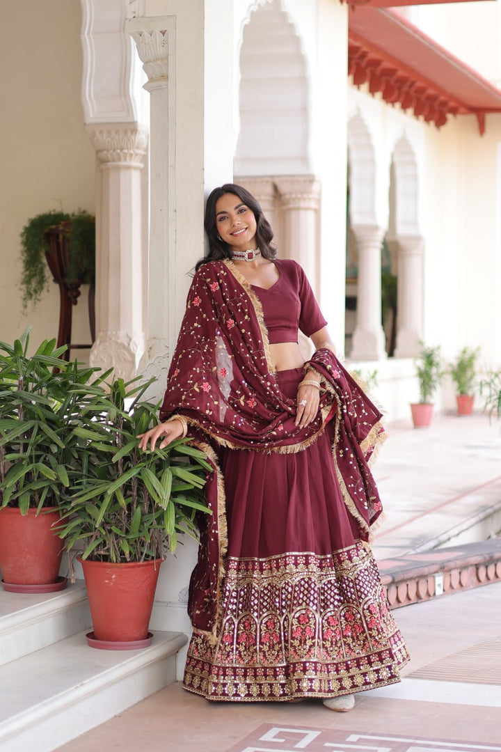 designer Maroon lehenga choli set