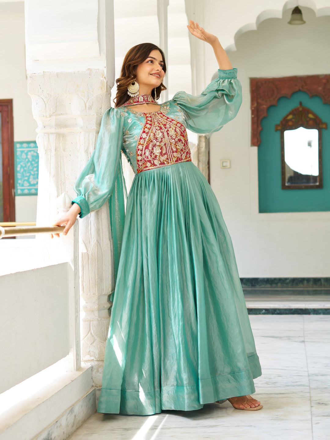 New Wedding Long  Gown & Dupatta Set