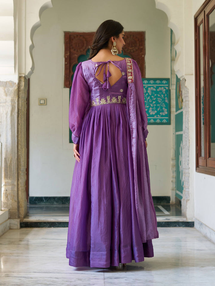 New Wedding Long Purple Gown & Dupatta Set