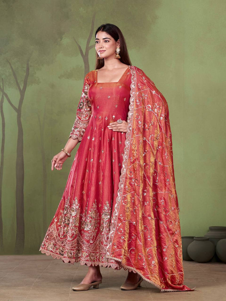 New Designers Jelly Simmer Silk Anarkali Gown Set