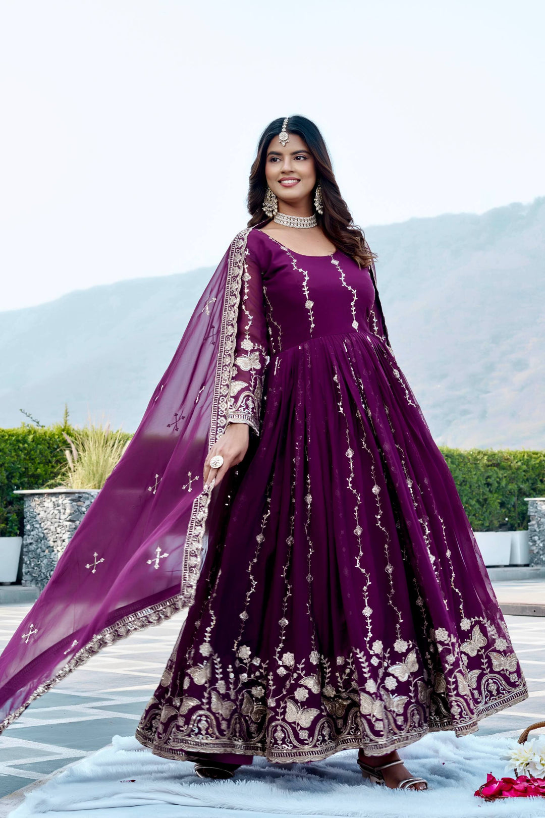 New Festival Long Gown & Duptta Set