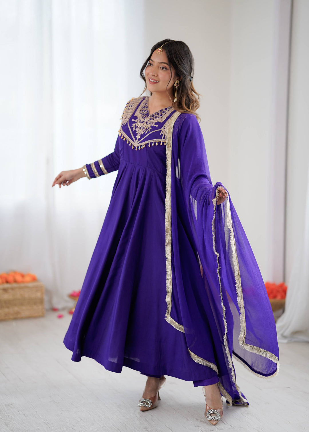royal purple Anarkali Gown Set