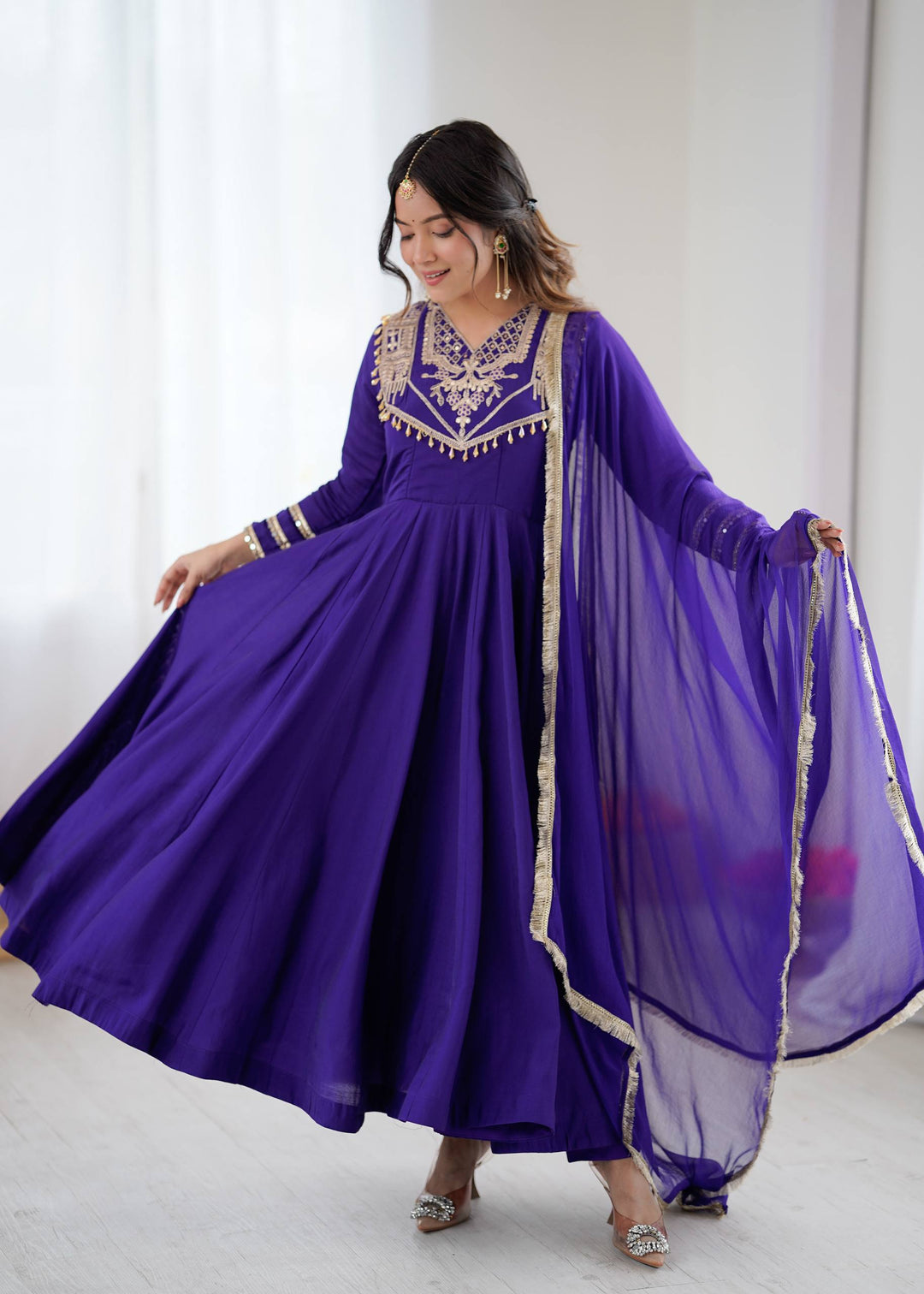 royal purple Anarkali Gown Set