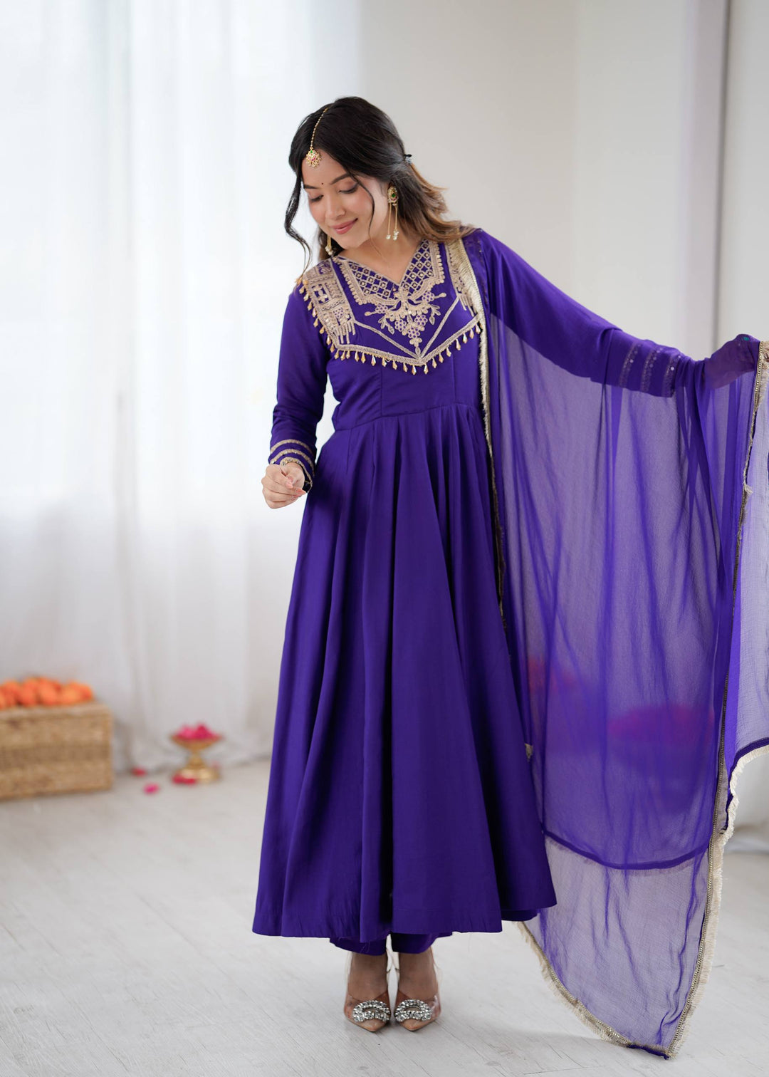 royal purple Anarkali Gown Set