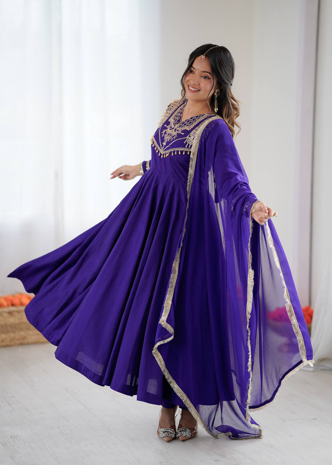 royal purple Anarkali Gown Set