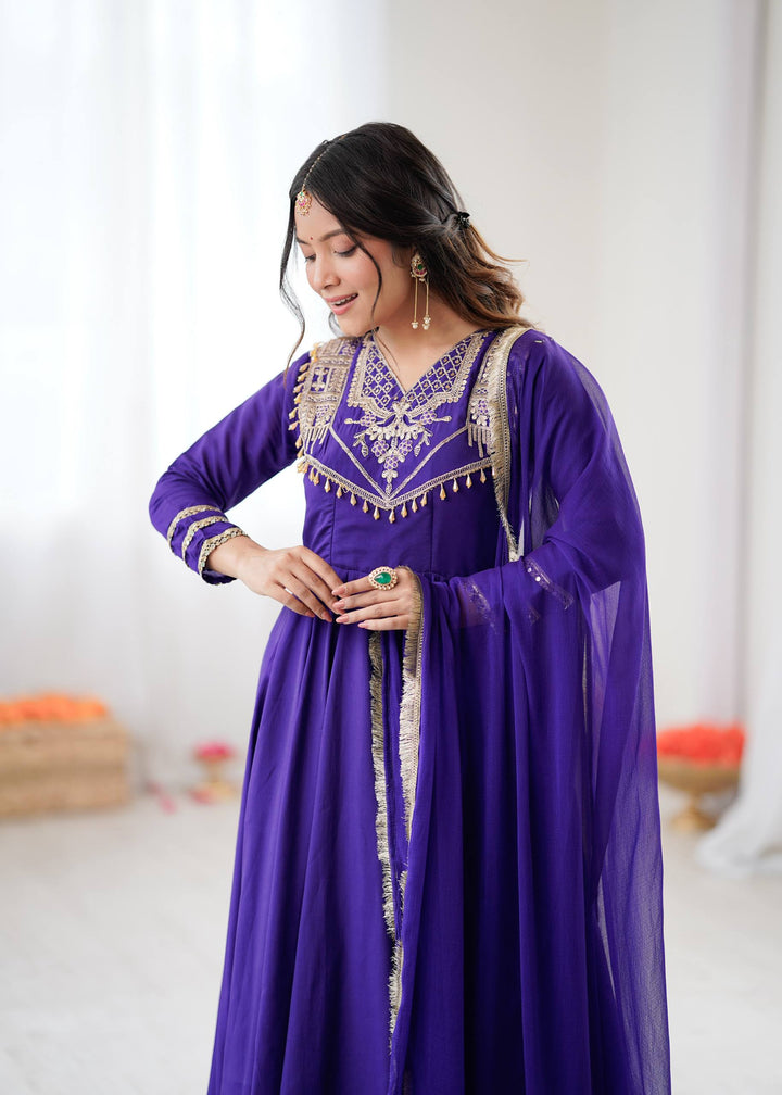 royal purple Anarkali Gown Set