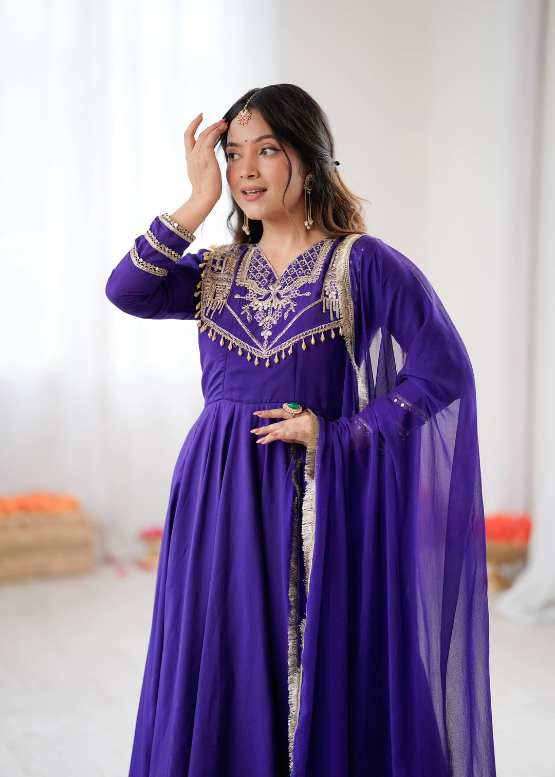 royal purple Anarkali Gown Set