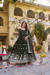 Green anarkali Desinger Gown Dupatta