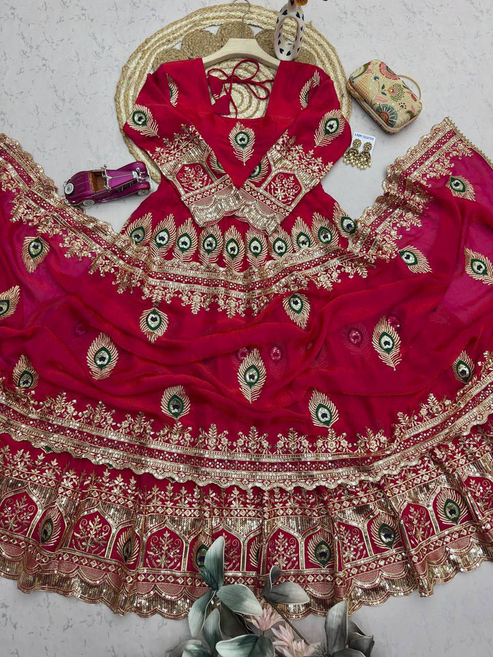Red Designer Party Wear Anarkali Gown Set