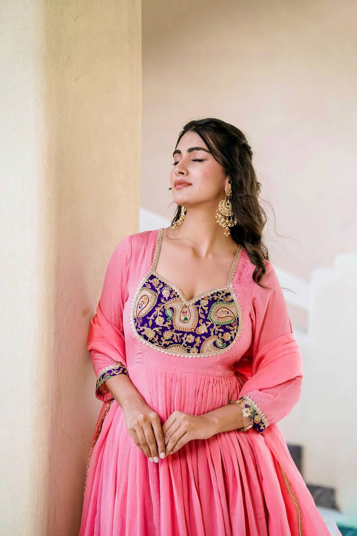 Designer Party Wear Pink Gown