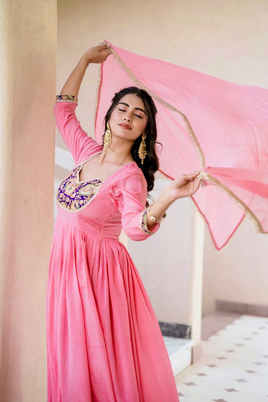 Designer Party Wear Pink Gown