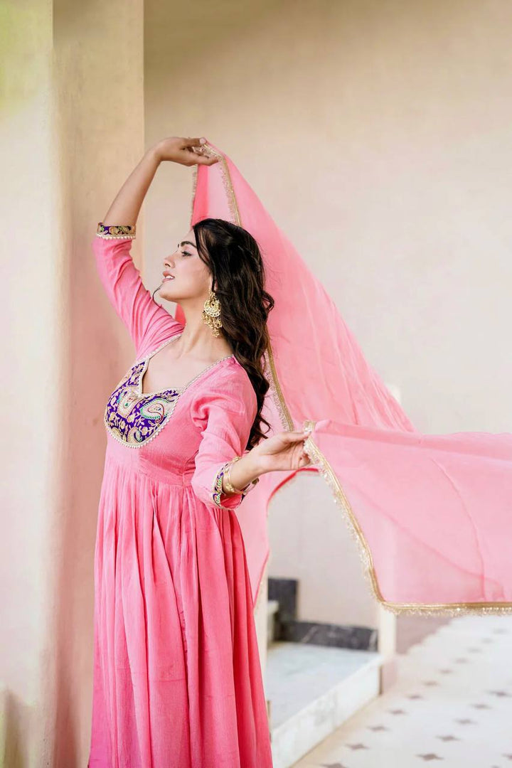 Designer Party Wear Pink Gown