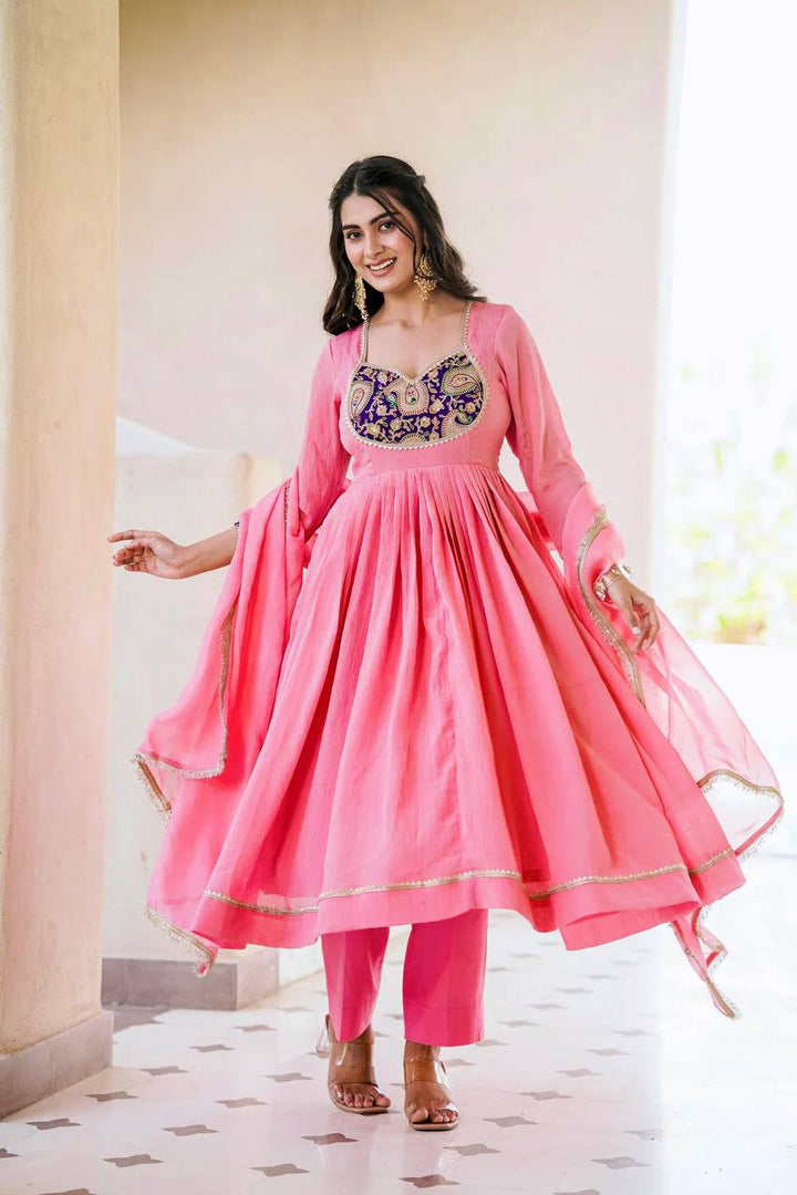 Designer Party Wear Pink Gown