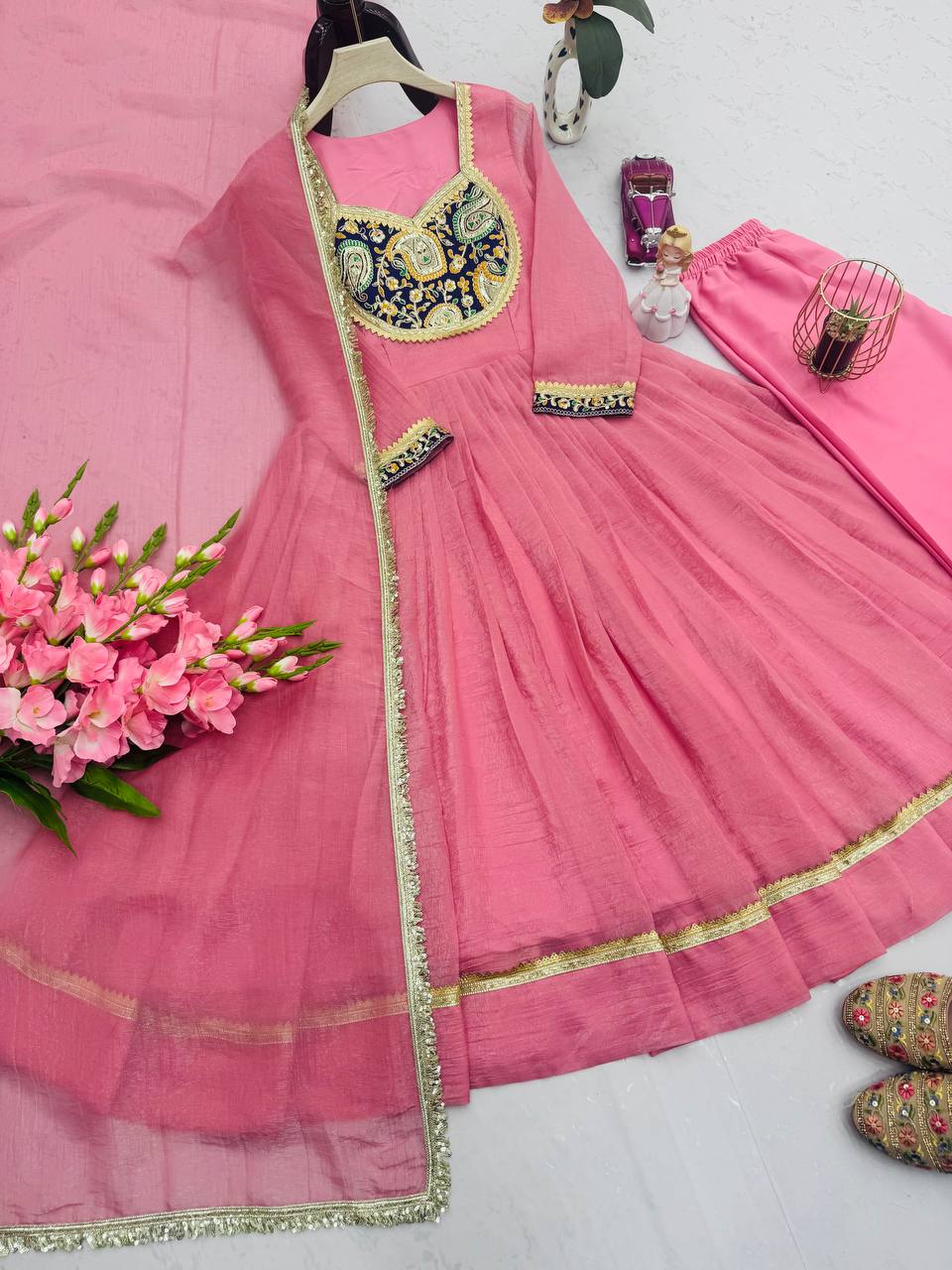 Designer Party Wear Pink Gown