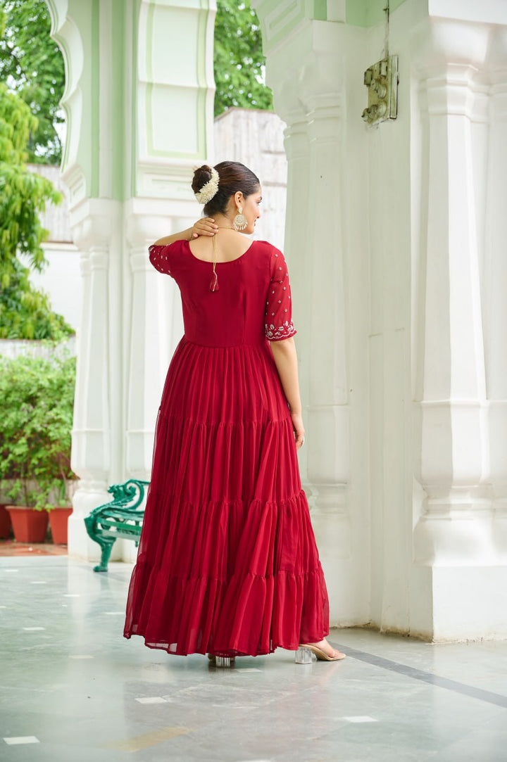 Faux Blooming with Beads embroidery work Designer Tranding Gown