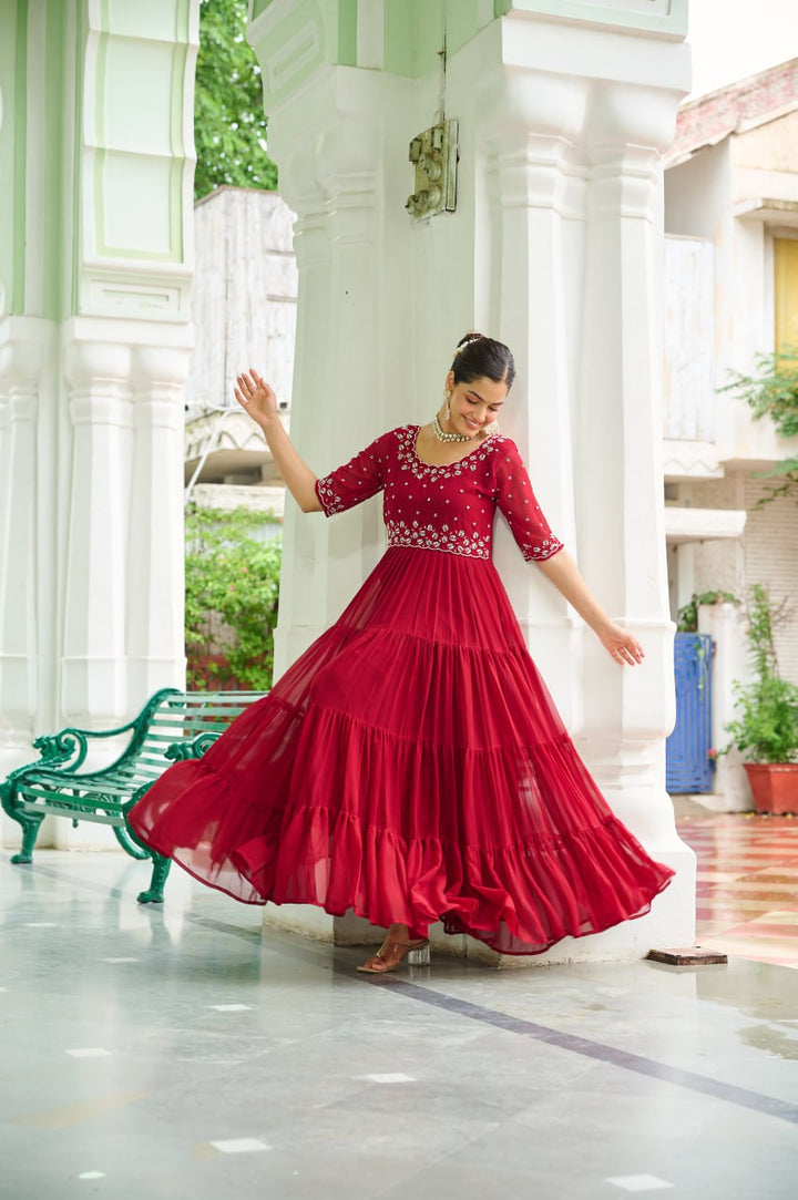 Faux Blooming with Beads embroidery work Designer Tranding Gown