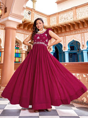 Faux Blooming Rani Color Designer Gown