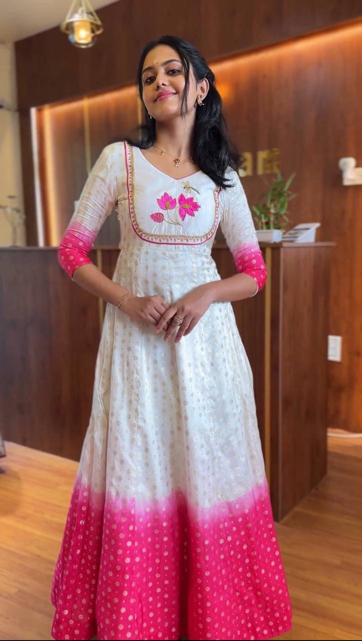 pure jecard Silk hand work Gown