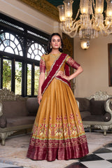 Mustured Kanchipuram Silk Lehenga choli