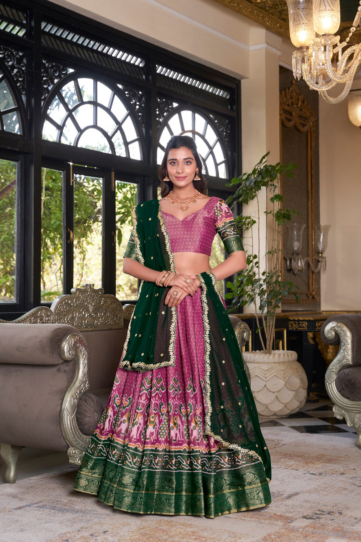 Pink Kanchipuram Silk Lehenga choli
