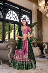 Pink Kanchipuram Silk Lehenga choli