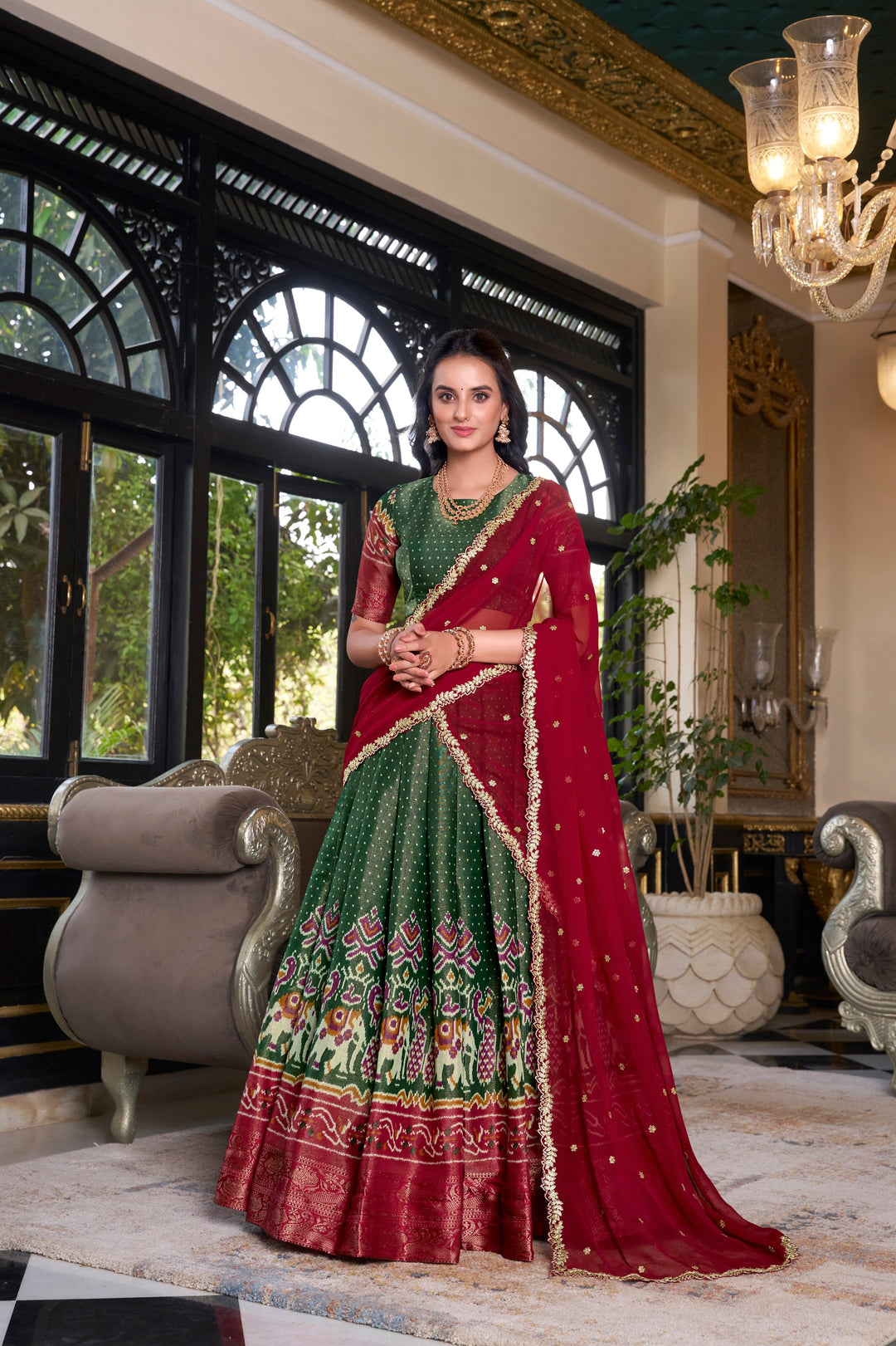 Green Kanchipuram Silk Lehenga choli