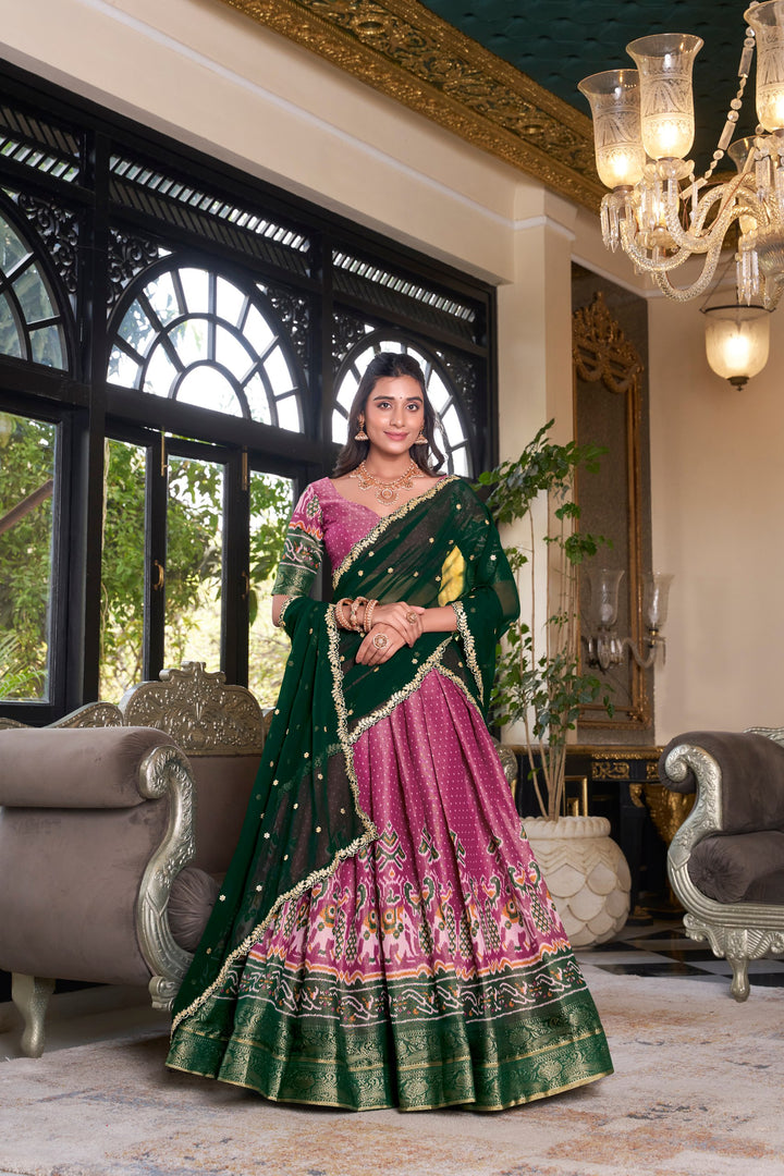 Pink Kanchipuram Silk Lehenga choli