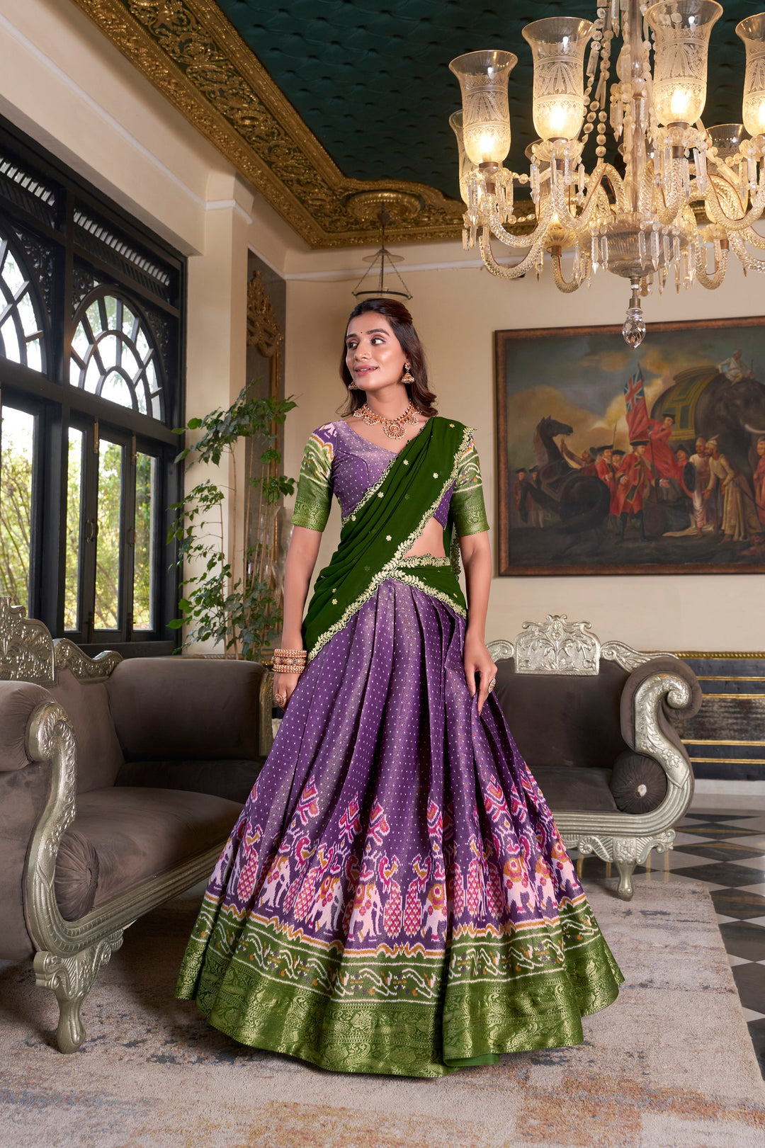 Purple Kanchipuram Silk Lehenga choli