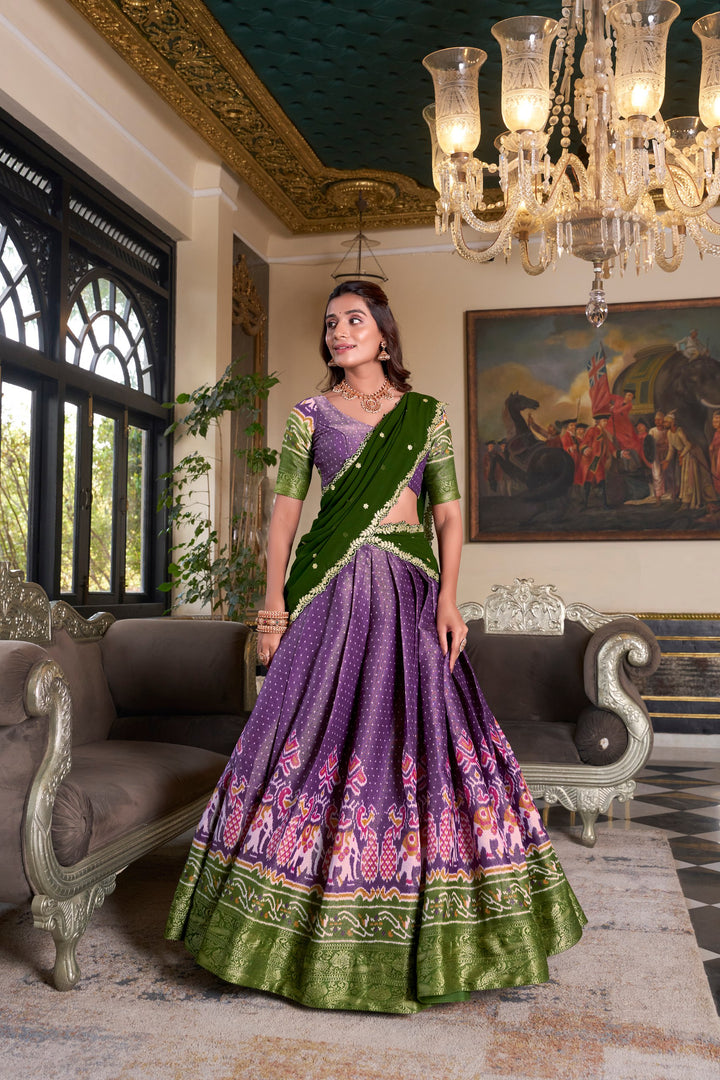 Purple Kanchipuram Silk Lehenga choli