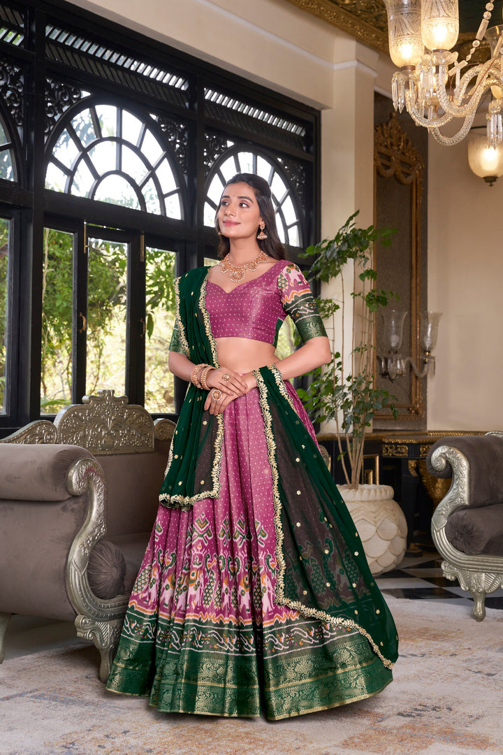 Pink Kanchipuram Silk Lehenga choli