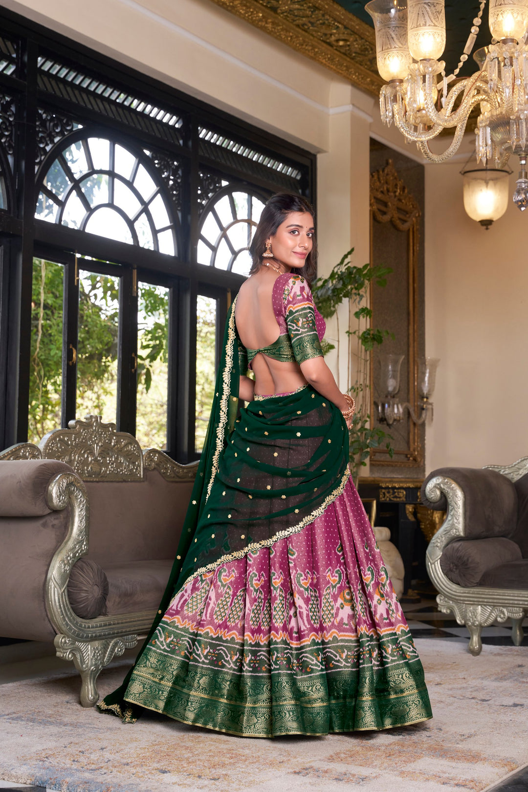 Pink Kanchipuram Silk Lehenga choli