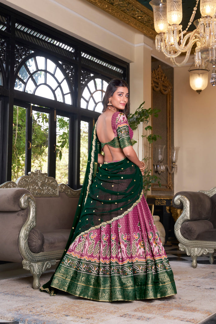 Pink Kanchipuram Silk Lehenga choli